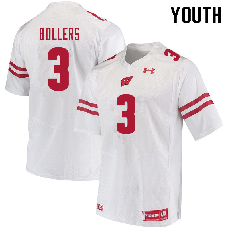 Wisconsin Badgers Youth #3 T.J. Bollers NCAA Under Armour Authentic White College Stitched Football Jersey NZ40Z63NQ